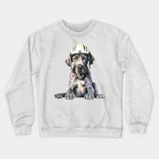 Great Dane Dog in Helmet Crewneck Sweatshirt